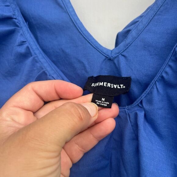 Summersalt Coastal Poplin Ruffle Neck Midi Dress - Picture 8 of 12